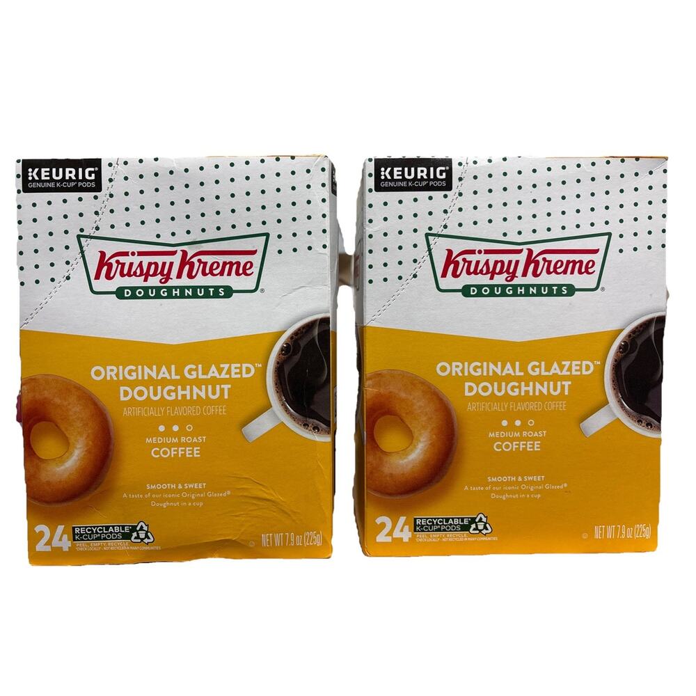 Krispy Kreme Original Glazed Doughnut K-cup Coffee Pods 2X Boxes 48 Total K-cups